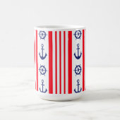 赤と青のいかりセーリング航海のボート コーヒーマグカップ (中央)
