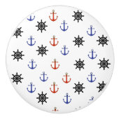 赤と青のいかり航海のをテーマにしたキャビネットノブ セラミックノブ (正面)