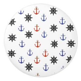 赤と青のいかり航海のをテーマにしたキャビネットノブ セラミックノブ