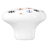 赤と青のいかり航海のをテーマにしたキャビネットノブ セラミックノブ (側面)