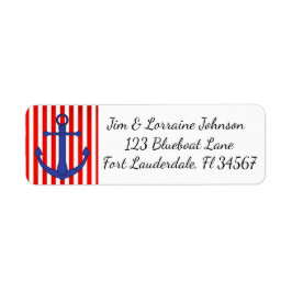 赤と青のいかり航海の差出人住所ラベル ラベル