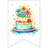 赤と青のお洒落お誕生日ケーキ年齢と名前 バンティングフラッグ (第1の旗)