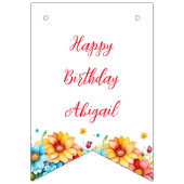 赤と青のお洒落お誕生日ケーキ年齢と名前 バンティングフラッグ (第2の旗)