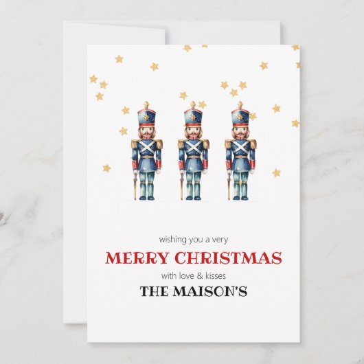 赤と青のくるみ割りクリスマス シーズンカード (正面)