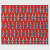 赤と青のくるみ割りクリスマス ラッピングペーパー (フラット)