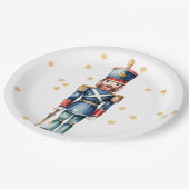 赤と青のくるみ割り器メリークリスマス ペーパープレート (アングル)