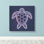 赤と青のアナグリフ3Dグリッチ効果ウミガメ キャンバスプリント (インサイチュ (ウッドフロア))