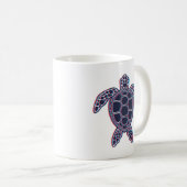 赤と青のアナグリフ3Dグリッチ効果ウミガメ コーヒーマグカップ (正面右)