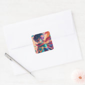 赤と青のアニメのスーパーヒーロー少年とケープ スクエアシール (封筒)