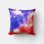 赤と青のインクウェーブ クッション (正面)