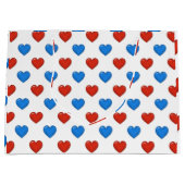 赤と青のエレガントなハート型 大型ギフトバッグ ラージペーパーバッグ (正面)