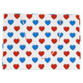 赤と青のエレガントなハート型 大型ギフトバッグ ラージペーパーバッグ (裏面)