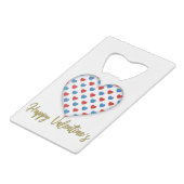 赤と青のエレガントハート図形 クレジットカード栓抜き (正面アングル)