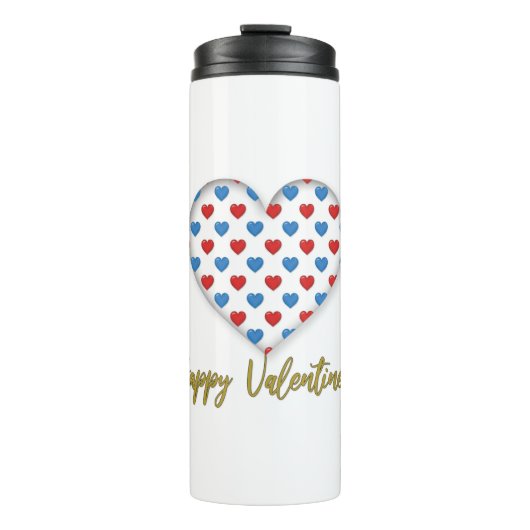 赤と青のエレガントハート図形 タンブラー (正面)