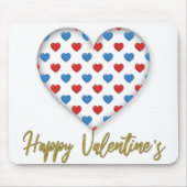 赤と青のエレガントハート図形 マウスパッド (正面)
