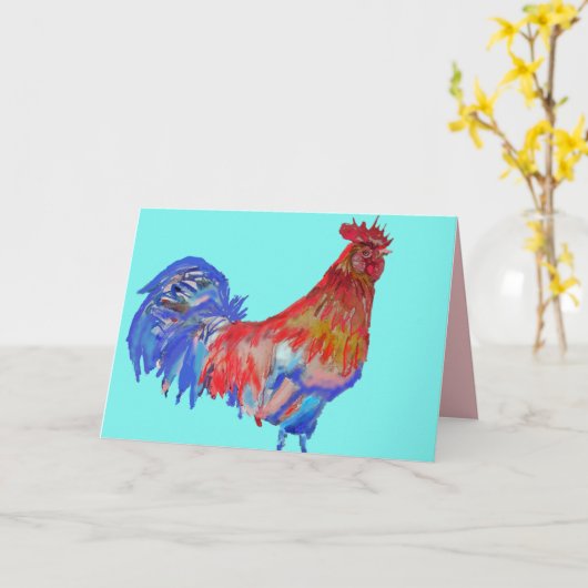 赤と青のオンドスターの水色カードアクア カード (黄色い花)