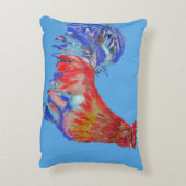 赤と青のオンドリの水の色のデコアクッション アクセントクッション (裏面(縦))