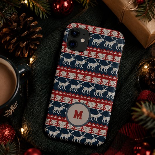 赤と青のカスタムネームの編み込みパターン Case-Mate iPhoneケース