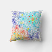 赤と青のカラフルフローラ クッション (裏面)