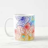 赤と青のカラフルフローラ コーヒーマグカップ (左)