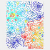 赤と青のカラフルフローラ フリースブランケット (正面)