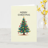 赤と青のカードの伝統的なクリスマスツリー カード (黄色い花)