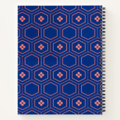 赤と青のキッコ模様伝統的幾何学模様 ノートブック (裏面)