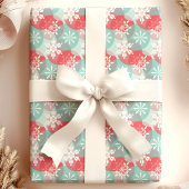 赤と青のクリスマススノーフレーク ラッピングペーパー