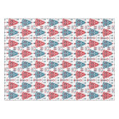 赤と青のクリスマスツリーフォークアートスカンジナビア テーブルクロス (正面(横))