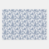 赤と青のクリスマスヴィンテージChinoiserie ラッピングペーパーシート (正面3)