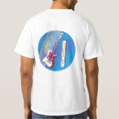 赤と青のクールエレクモダンティギターの名前を追加 Tシャツ (裏面)