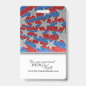 赤と青のグリッターナースUSA写真名 バッジ (裏面)