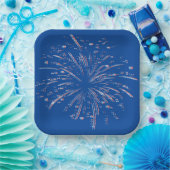 赤と青のグリッター ペーパープレート (パーティー)