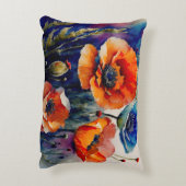 赤と青のケシ アクセントクッション (裏面(縦))