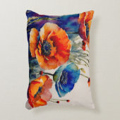 赤と青のケシ アクセントクッション (正面(垂直))