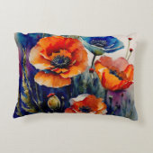 赤と青のケシ アクセントクッション (裏面)