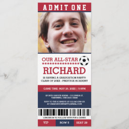 赤と青のサッカー卒業パーティー招待状 招待状