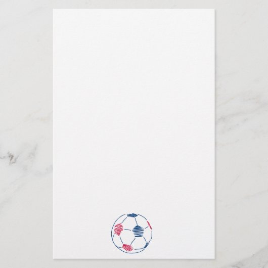 赤と青のサッカー落書きグラフィック 便箋 (正面)