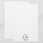 赤と青のサッカー落書きグラフィック 便箋 (正面/裏面)