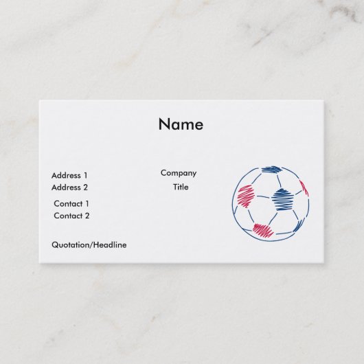 赤と青のサッカー落書きグラフィック 名刺 (正面)