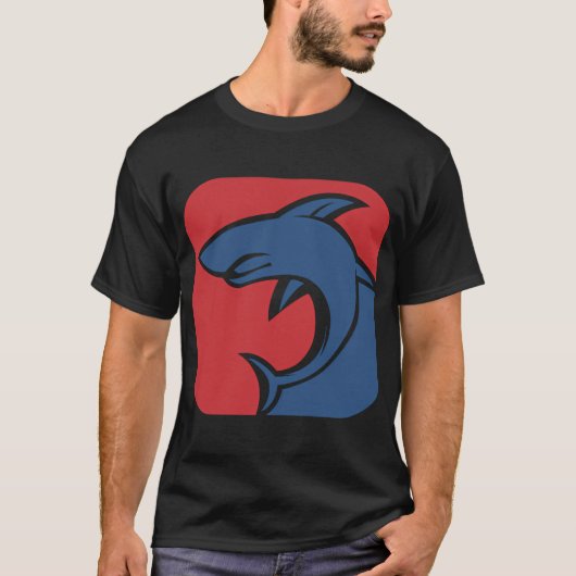 赤と青のサメ Tシャツ (正面)