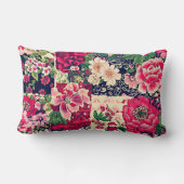 赤と青のシノワリーのパッチワーク ランバークッション (裏面)