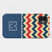 赤と青のシボロンのジグザグ。モノグラカスタムム Case-Mate iPhoneケース (裏面(横))