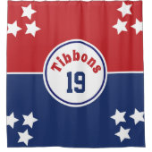 赤と青のシャワーカーテン シャワーカーテン (正面)