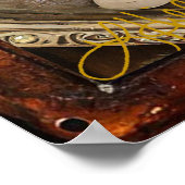 赤と青のステンドグラスハートスチームパンクシリーズ ポスター (角)