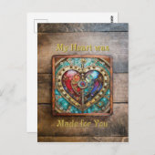 赤と青のステンドグラスハートスチームパンクシリーズ ポストカード (正面/裏面)