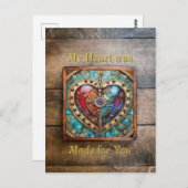 赤と青のステンドグラスハートスチームパンクシリーズ ポストカード (正面/裏面)