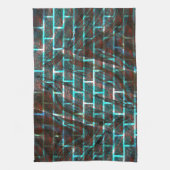 赤と青のステンド、グリッドまたはスクラッチのレンガ効果 キッチンタオル (縦)