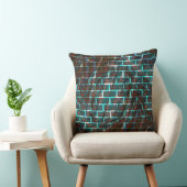 赤と青のステンド、グリッドまたはスクラッチのレンガ効果 クッション (椅子)