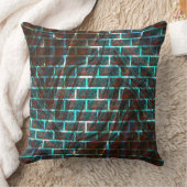 赤と青のステンド、グリッドまたはスクラッチのレンガ効果 クッション (ブランケット)